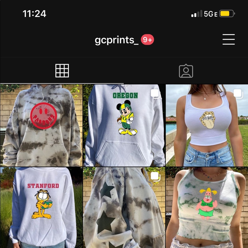 Customizable college wear on insta: @gcprints_